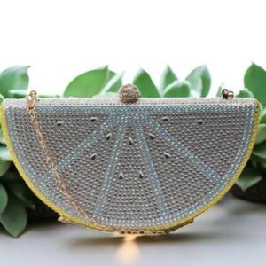Crystal Embellished Lemon Slice Clutch